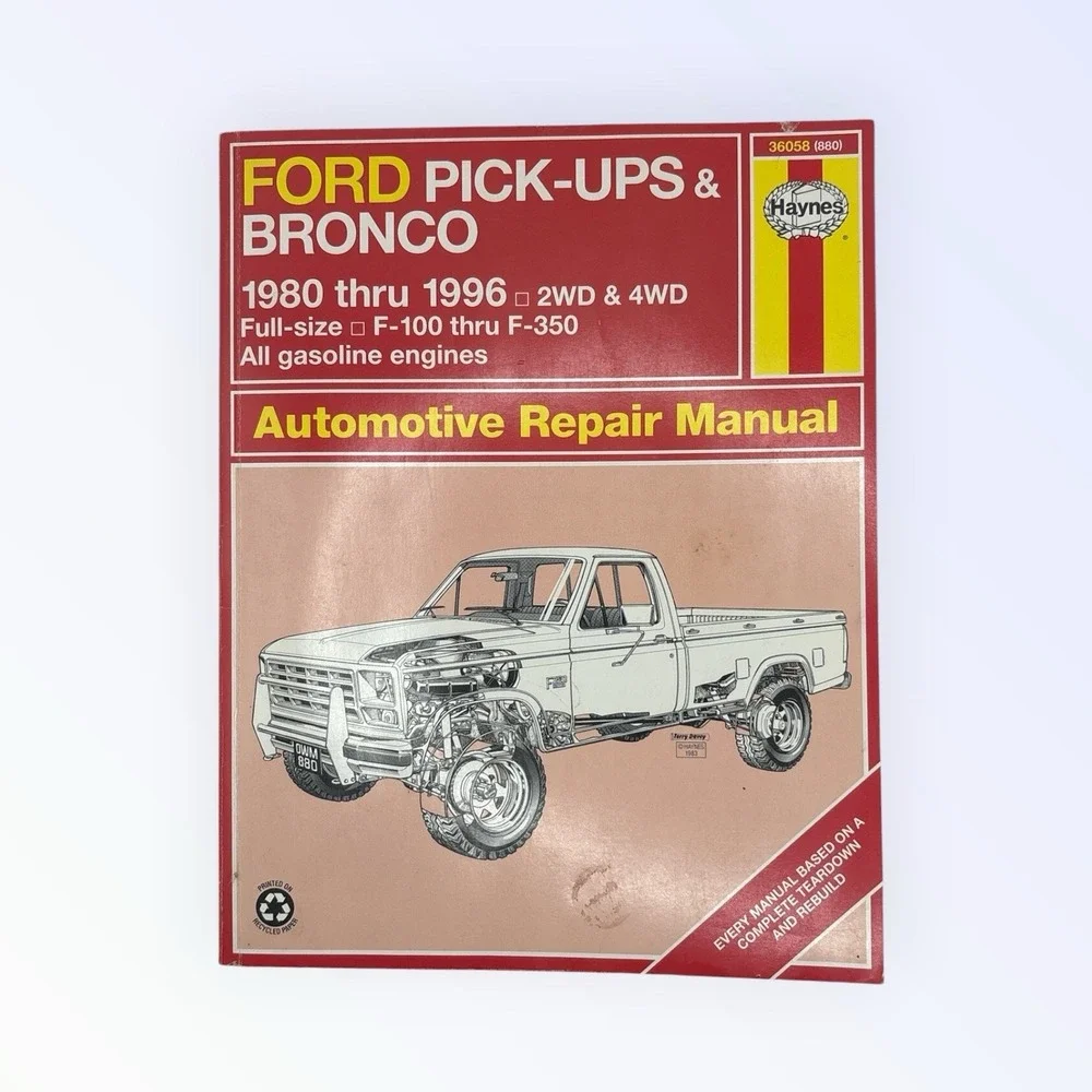 Auto Haynes Ford PickUPS & Bronco Manual 1980 thru 1996 AUTOMOTIVE REPAIR MANUAL